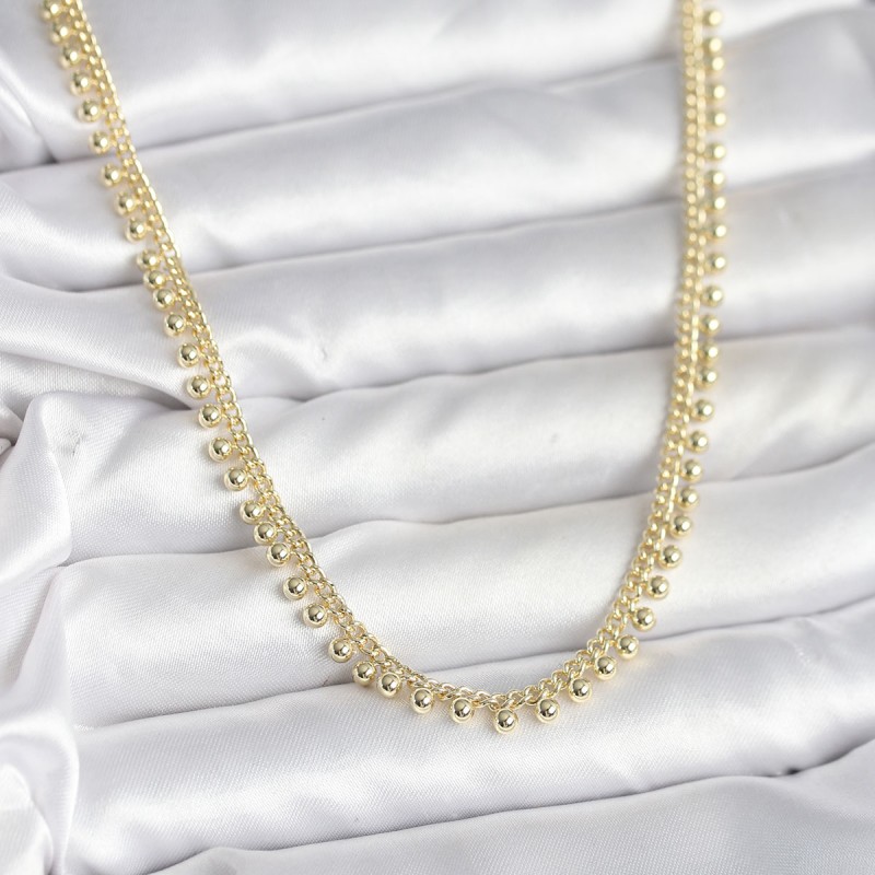 Pirinç Gold Renk Sıralı Topçuk Model Kadın Kolye