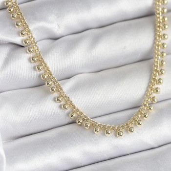 Pirinç Gold Renk Sıralı Topçuk Model Kadın Kolye