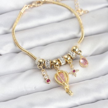 Pirinç Gold Renk Uçan Balon Charmlı Kadın Bileklik