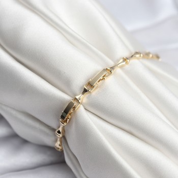 Pirinç Gold Renk VIP Seri İnce Kemik Model Zirkon Taşlı Kadın Bileklik