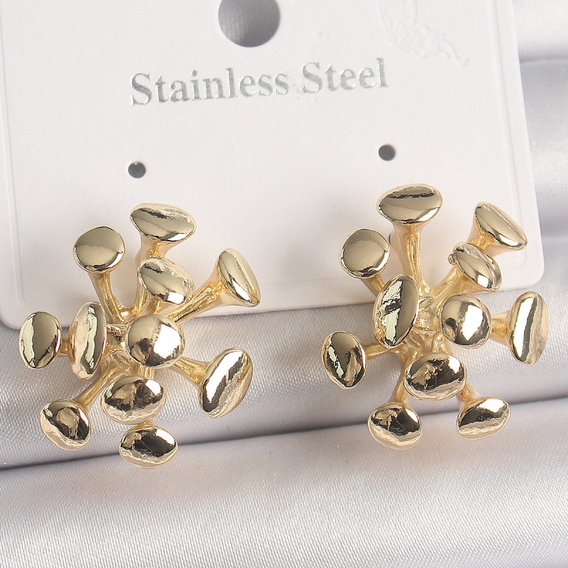 Pirinç Gold Renk Virüs Figür Model Kadın Küpe