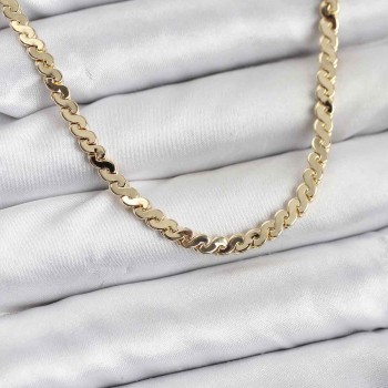 Pirinç Gold Renk Yassı Zincir Kadın Kolye