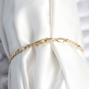 Pirinç Gold Renk Yassı Zincir Model Kadın Bileklik