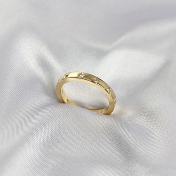 Pirinç Gold Renk Yıldız Detaylı Alyans Model Kadın Yüzük