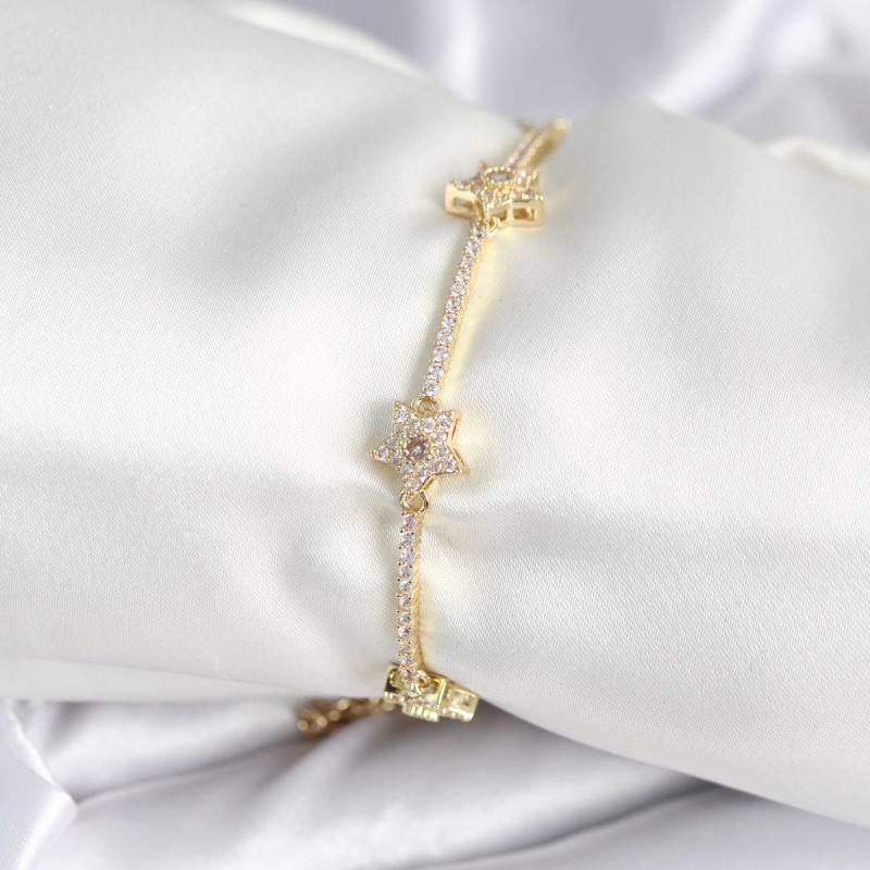 Pirinç Gold Renk Yıldız Model Kadın Bileklik