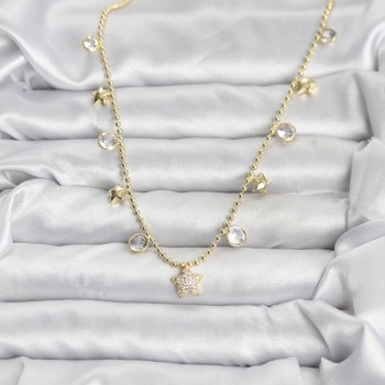 Pirinç Gold Renk Yıldız Model Kadın Kolye