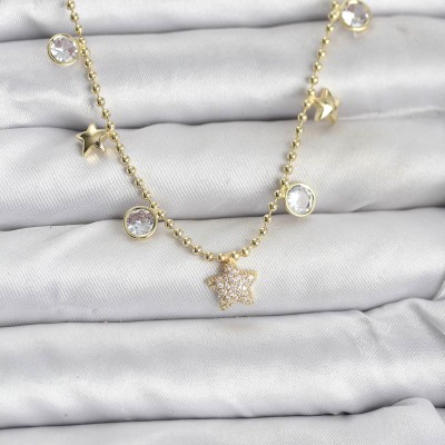 Pirinç Gold Renk Yıldız Model Kadın Kolye