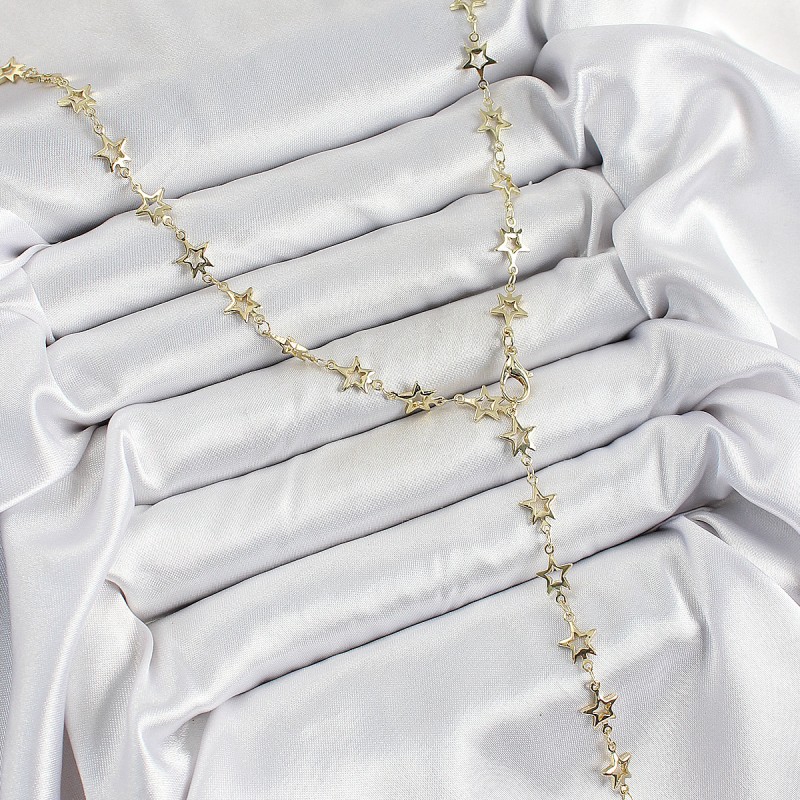 Pirinç Gold Renk Yıldızlı Kadın Y Kolye