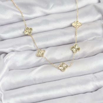 Pirinç Gold Renk Yonca Kadın Kolye