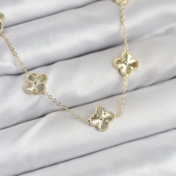 Pirinç Gold Renk Yonca Kadın Kolye