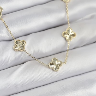 Pirinç Gold Renk Yonca Kadın Kolye