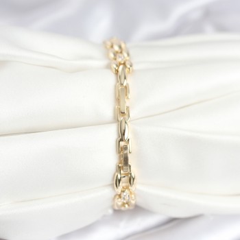 Pirinç Gold Renk Zincir Model Zirkon Taşlı Kadın Bileklik