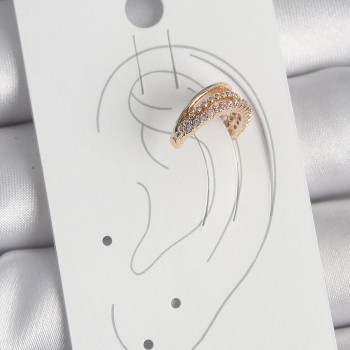 Pirinç Gold Renk Zirkon Taşlı 3'Lü Sıralı Model Kadın Kıkırdak Küpe