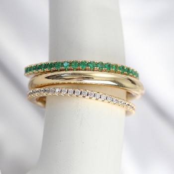 Pirinç Gold Renk Zirkon Taşlı 4'Lü Kadın Yüzük