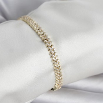 Pirinç Gold Renk Zirkon Taşlı Çavuş Model Kadın Bileklik