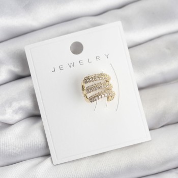 Pirinç Gold Renk Zirkon Taşlı Earcuff Kıkırdak Küpe