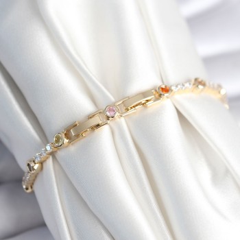 Pirinç Gold Renk Zirkon Taşlı Kadın Bileklik