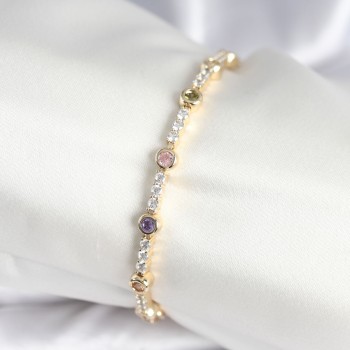 Pirinç Gold Renk Zirkon Taşlı Kadın Bileklik