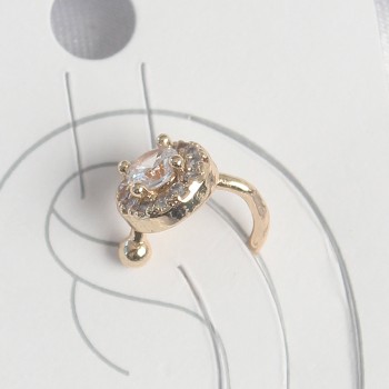 Pirinç Gold Renk Zirkon Taşlı Kadın Kıkırdak Küpe