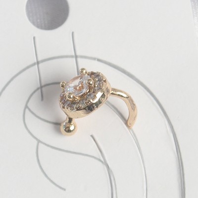 Pirinç Gold Renk Zirkon Taşlı Kadın Kıkırdak Küpe