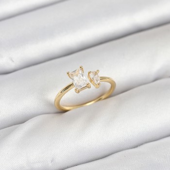 Pirinç Gold Renk Zirkon Taşlı Kadın Yüzük