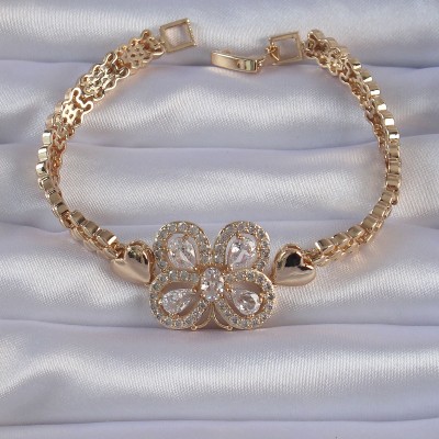 Pirinç Gold Renk Zirkon Taşlı Kelebek Figürlü Parçalı Model Bileklik