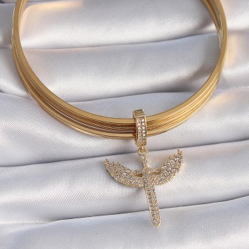 Pirinç Gold Renk Zirkon Taşlı Mikail Model Ajda Charm