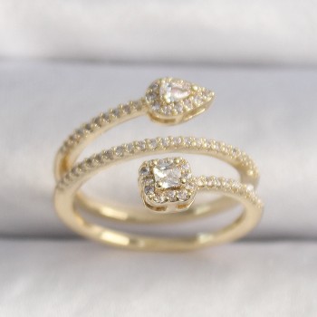 Pirinç Gold Renk Zirkon Taşlı Ok Model VIP Seri Kadın Yüzük