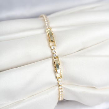 Pirinç Gold Renk Zirkon Taşlı Swan Model Su Yolu Kadın Bileklik