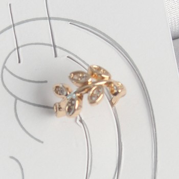 Pirinç Gold Renk Zirkon Taşlı Yaprak Model Kadın Kıkırdak Küpe