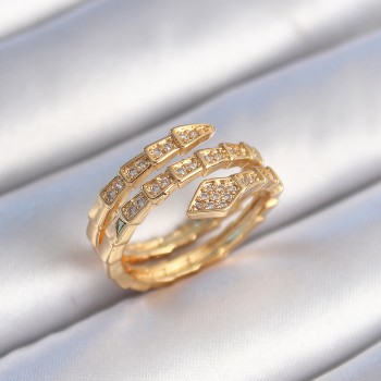 Pirinç Gold Renk Zirkon Taşlı Yılan Model Kadın Yüzük
