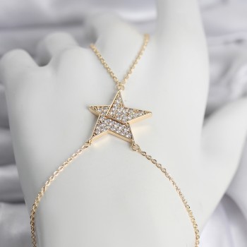 Pirinç Gold Renk Zirkon Taşlı Yıldız Model Kadın Şahmeran