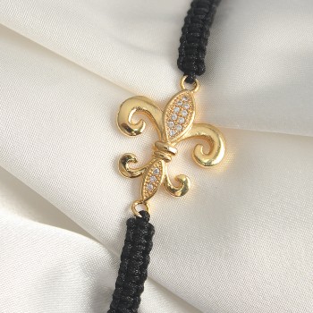 Pirinç Gold Renk Zirkon Taşlı Zambak Figür Asansörlü Makrome Model Kadın Bileklik