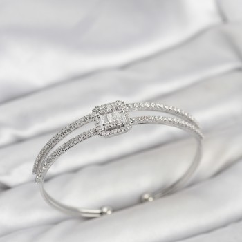 Pirinç Gümüş Renk Baget Model Kadın Bileklik