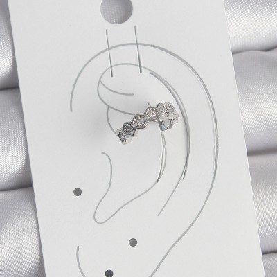 Pirinç Gümüş Renk Bal Peteği Model Zirkon Taşlı Kadın Kıkırdak Küpe