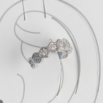 Pirinç Gümüş Renk Bal Peteği Model Zirkon Taşlı Kadın Kıkırdak Küpe