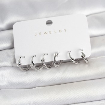 Pirinç Gümüş Renk Botega Model Kadın Küpe Seti