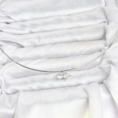 Pirinç Gümüş Renk Choker Model Zirkon Taşlı Kadın Kolye