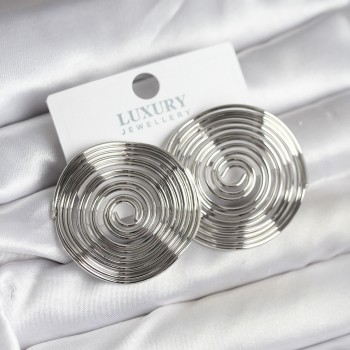 Pirinç Gümüş Renk Circle Model Kadın Küpe