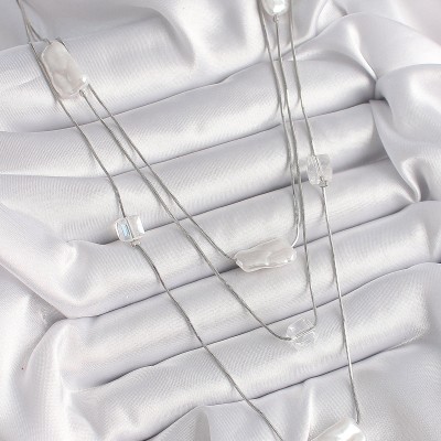 Pirinç Gümüş Renk Ezme İnci Model Çoklu Kadın Kolye