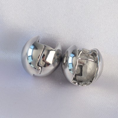 Pirinç Gümüş Renk İçi Boş Minimal Topçuk Küpe