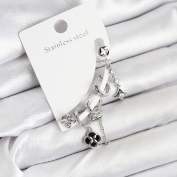 Pirinç Gümüş Renk Kadın Set Küpe