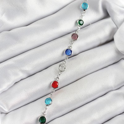 Pirinç Gümüş Renk Karışık Zirkon Taşlı Kadın Bileklik