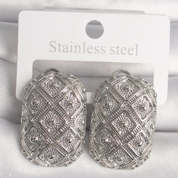 Pirinç Gümüş Renk Motif İşlemeli Kadın Küpe