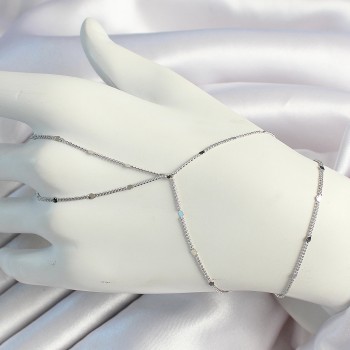 Pirinç Gümüş Renk Parçalı Ezme Zincirli Şahmeran