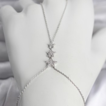 Pirinç Gümüş Renk Sıralı Yıldız Model Kadın Şahmeran