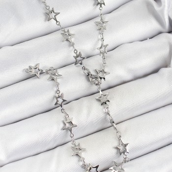 Pirinç Gümüş Renk Yıldızlı Kadın Y Kolye