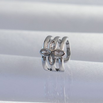 Pirinç Gümüş Renk Yonca Earcuff Küpe