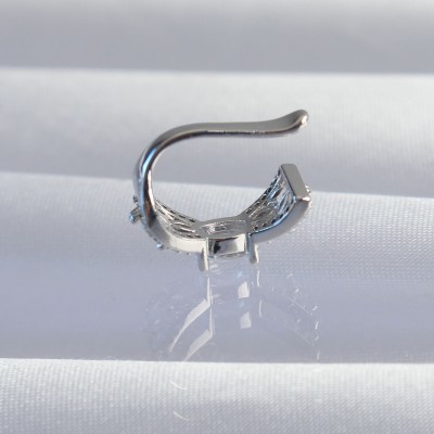 Pirinç Gümüş Renk Zirkon Taş Kaplama Earcuff Küpe