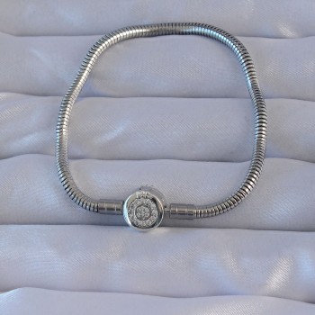 Pirinç Gümüş Renk Zirkon Taşlı Charm Bileklik